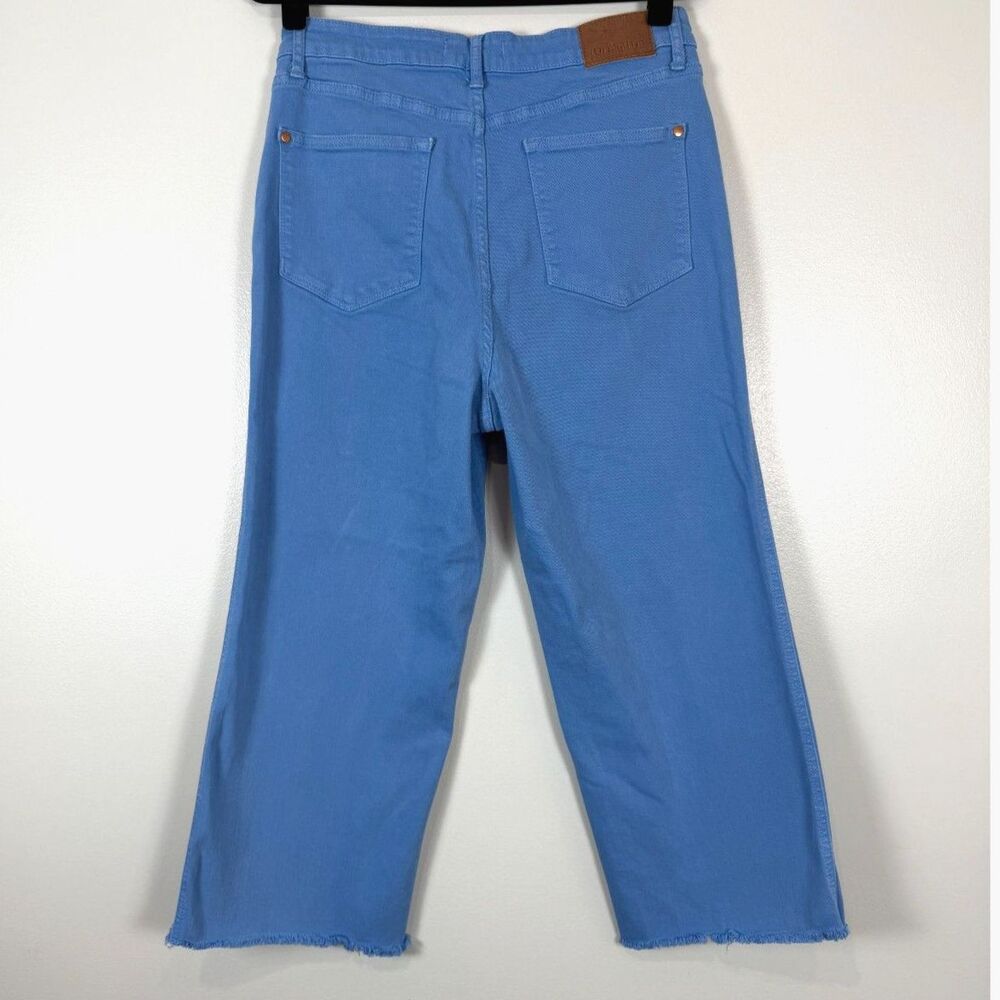 Judy Blue 15/32 Blue Wide Leg Crop Jeans Tummy Control Raw Hem Stretch Denim - Picture 2 of 3